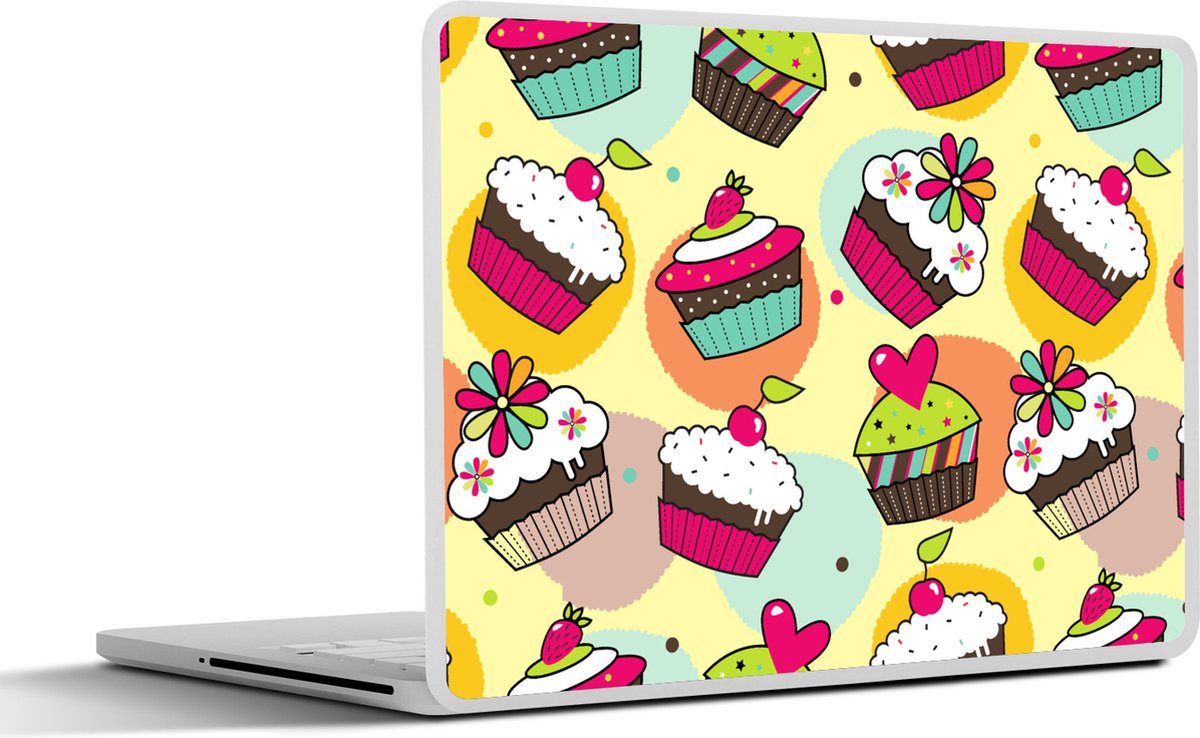 Laptop sticker - 17.3 inch - Meisjes - Cupcake - Patronen - Girl - Kids - Kinderen - Kindje - 40x30cm - Laptopstickers - Laptop skin - Cover