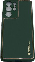 Samaung Galaxy S22 Ultra Licht groen Luxe High Quality Leather achterkant hoesje