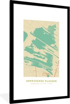 Fotolijst incl. Poster - Vintage - Ankeveense Plassen - Kaart - Stadskaart - Plattegrond - 60x90 cm - Posterlijst