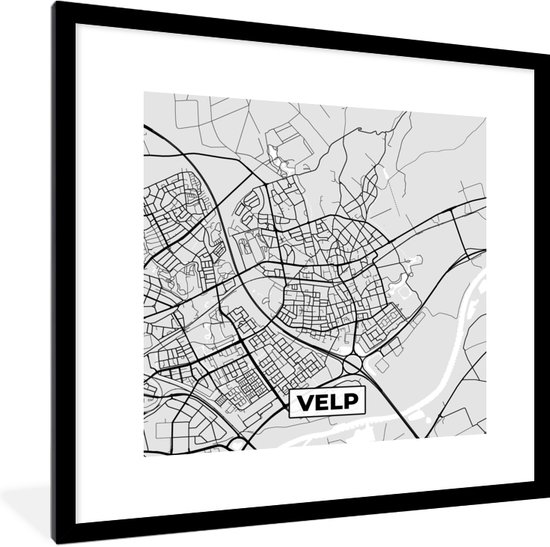 Fotolijst incl. Poster - Kaart - Plattegrond - Velp - Stadskaart - 40x40 cm - Posterlijst