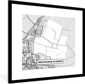 Fotolijst incl. Poster - Nederland - Reeuwijkse Plassen - Kaart - Stadskaart - Plattegrond - 40x40 cm - Posterlijst
