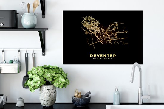 Cadre photo avec affiche - Deventer - Plan de la ville - Carte - Carte - Nederland - 60x40 cm - Cadre pour affiche