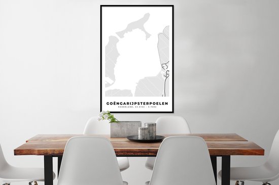 Cadre photo avec affiche - Carte - Friesland - Goëngarijpsterpoelen - Plan de la ville - Plan d'étage - 80x120 cm - Cadre pour affiche