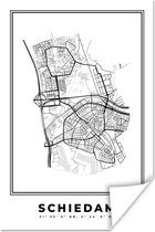 Poster Plattegrond – Schiedam – Zwart Wit – Stadskaart - Nederland - Kaart - 20x30 cm