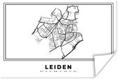 Poster Stadskaart – Zwart Wit - Kaart – Leiden – Nederland – Plattegrond - 90x60 cm