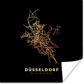 Poster Stadskaart - Gold - Düsseldorf - Kaart - Plattegrond - 75x75 cm