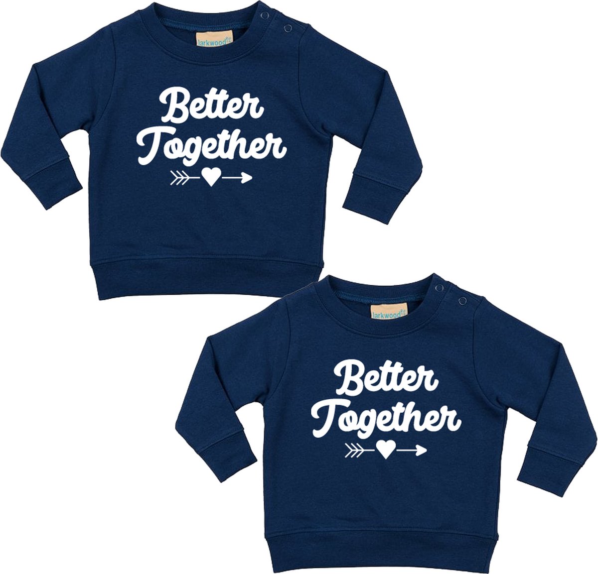 Sweater Donkerblauw Set van 2 - Better Together - 86 CM - Tweeling - Vrienden