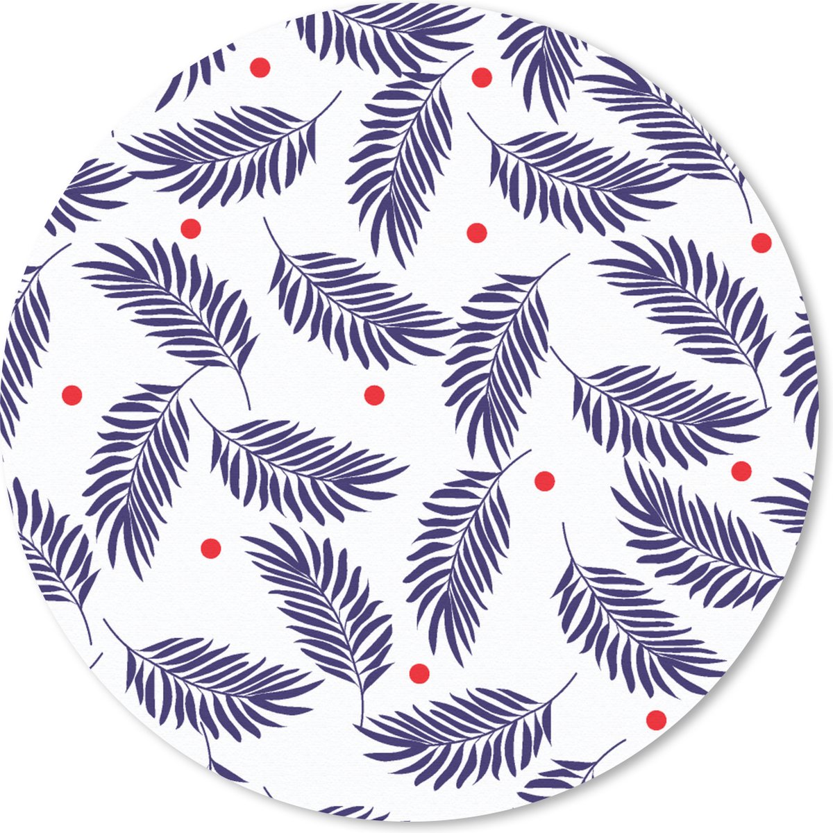 Muismat rond 50x50 cm - Mousepad Tropisch - Bladeren - Patronen - Stippen - Ronde muismatten
