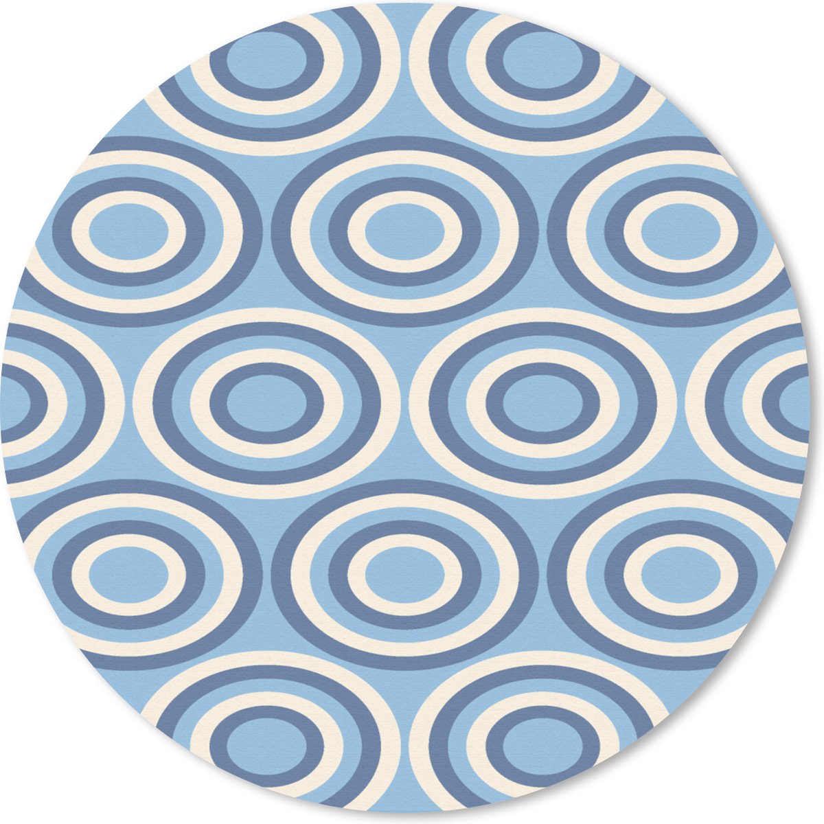 Muismat rond 40x40 cm - Mousepad Cirkel - Blauw - Patroon - Ronde muismatten