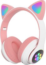 Chéroy Cat Headphone - Rose - Bluetooth - Casque stéréo sans fil - Technologie de réduction du bruit - Oreilles de Chats - Siècle des Lumières LED - Casque supra- Ear