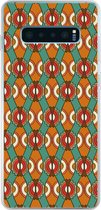 Geschikt voor Samsung Galaxy S10 Plus hoesje - Design - Retro - Oranje - Abstract - Siliconen Telefoonhoesje