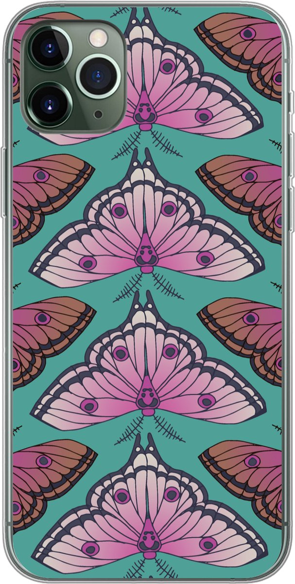 Telefoonhoesje Geschikt voor iPhone 11 Pro Max hoesje - Meisje - Motten - Insecten - Patronen - Girl - Kids - Kinderen - Meiden - Siliconen Telefoonhoesje Telefoonhoesje