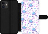 Bookcase Geschikt voor iPhone 12 Pro telefoonhoesje - Meiden - Unicorn - Bloemen - Patronen - Girl - Kids - Kinderen - Met vakjes - Wallet case met magneetsluiting