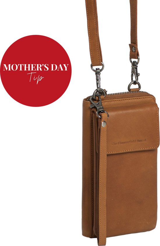 The Chesterfield Brand Cuir Sac téléphone portable Porte-monnaie Malaga Phone Bag Cognac Brun
