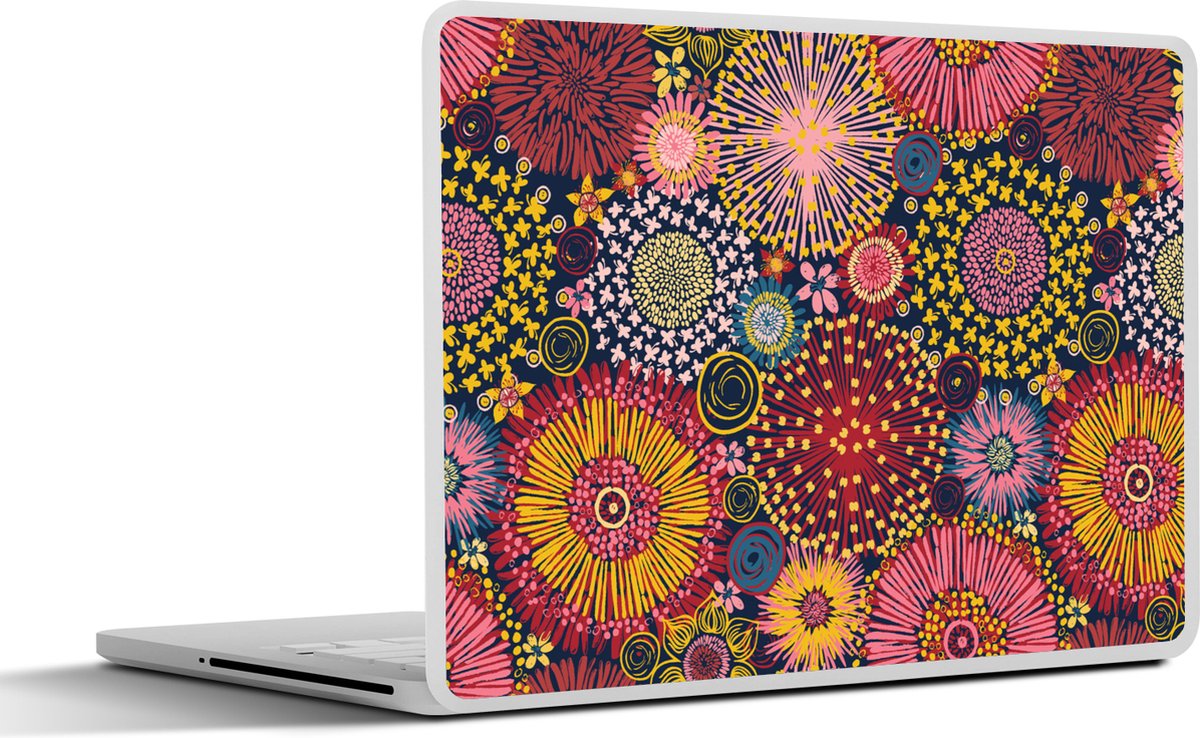 Laptop sticker - 13.3 inch - Bloemen - Patroon - Lijn - 31x22,5cm - Laptopstickers - Laptop skin - Cover