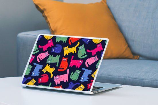 Sticker ordinateur portable - 14 pouces - Motifs - Chat - Arc-en-ciel - Rose - Filles - Enfants - Enfant