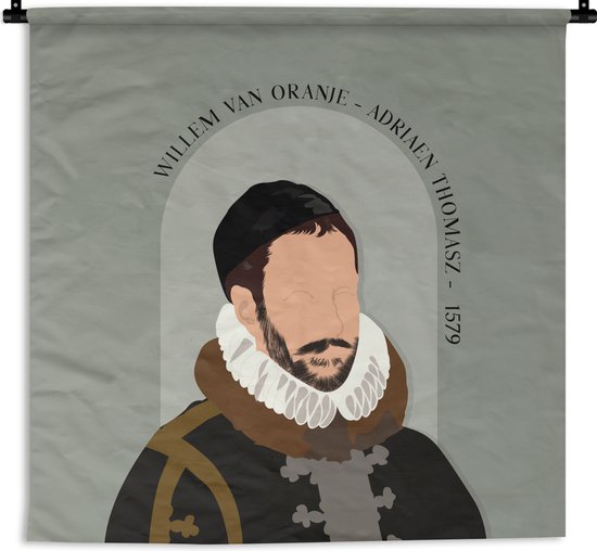 Wandkleed - Wanddoek - Pastel - Willem van Oranje - Groen - Oude meesters - 180x180 cm - Wandtapijt
