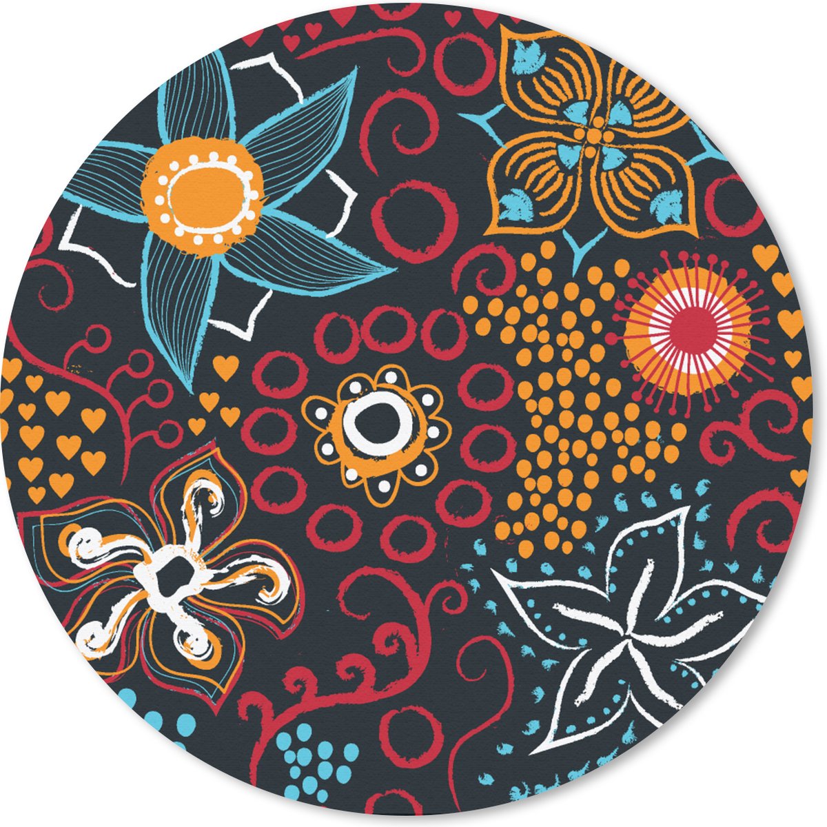 Muismat rond 30x30 cm - Mousepad Bloemen - Rood - Patronen - Ronde muismatten