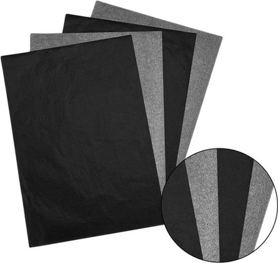 Papier graphite Zwart - Papier Papier carbone calque encre noire - A4 -  21x29,7cm - 5