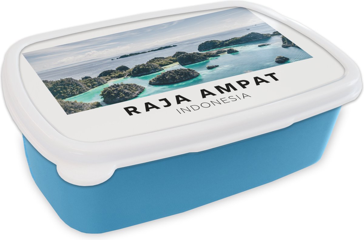 Broodtrommel Blauw - Lunchbox - Brooddoos - Indonesië - Eiland - Zee - 18x12x6 cm - Kinderen - Jongen