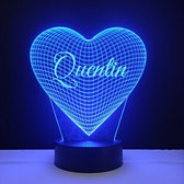3D LED Lamp - Hart Met Naam - Quintin