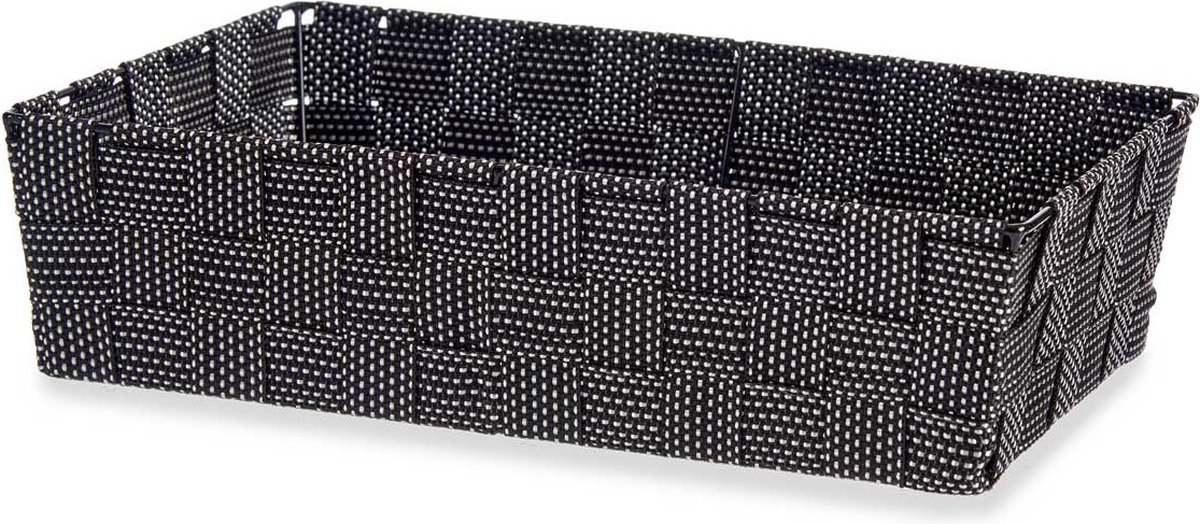 Kast/badkamer opbergmandjes - zwart - 34 x 21 x 8,5 cm - 10 liter - opbergmandjes