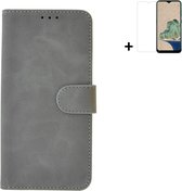 Pearlycase hoesje voor Nokia G11/ G21 - Kunstleer Book Case - Grijs hoesje met screenprotector