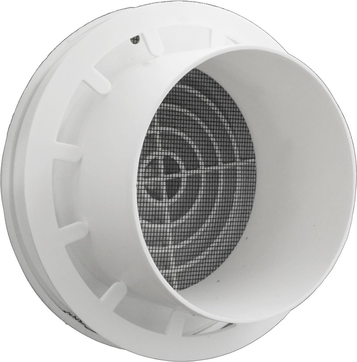 Ventilatierooster & hoge montagebus & klemring aansluitdiameter Ø100mm, kunststof aluminium-look