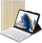 Samsung Tab A8 Toetsenbord Hoes Bluetooth Keyboard Cover boekcase Goud - Samsung Galaxy Tab A8 hoes met toetsenbord - QWERTY
