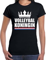 Zwart volleybal koningin shirt met kroon dames - Sport / hobby kleding S
