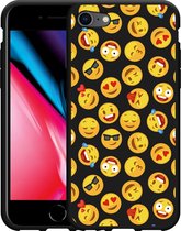 iPhone SE 2020 Hoesje Zwart Emoji - Designed by Cazy