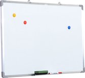 HOMCOM Whiteboard magneetbord wandbord whiteboard met toebehoren 90 x 60 cm A1-0007n