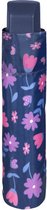 paraplu Mini bloemen 96 cm polyester donkerblauw