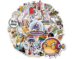 50 Muziek stickers – stickermix met musicaal thema – DJ, Koptelefoon, Muziekinstrumenten – Voor laptop, agenda, schriften, koffer, etc.