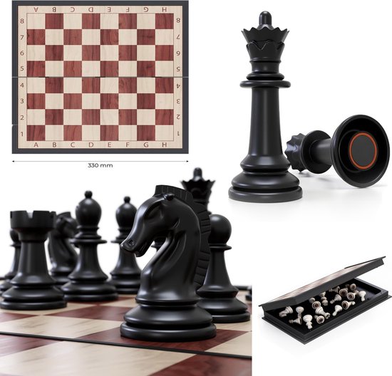 Thumbnail van een extra afbeelding van het spel Luxe schaakbord met schaakstukken - Chess set - Magnetisch schaakbord met schaak stukken - Schaakspel - inklapbaar bord - 33x33 cm