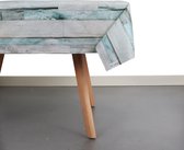 Raved Tafelzeil Steigerhouten Planken 140 cm x  240 cm - Licht Blauw- PVC - Afwasbaar