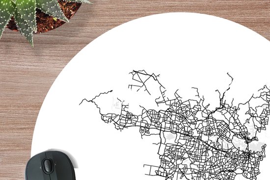 Muismat rond 50x50 cm - Mousepad Australië - Plattegrond - Vintage - Zwart Wit - Ronde muismatten - Stadskaart