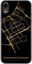 Geschikt voor iPhone XR hoesje - Amsterdam-Zuidoost - Plattegrond - Goud - Siliconen Telefoonhoesje - Stadskaart