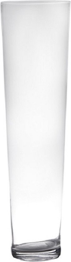 Transparante home-basics Conische vaas/vazen van glas 70 x 19 cm - Bloemen/takken/boeketten vaas voor binnen gebruik