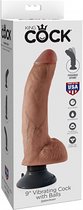 9 Inch Vibrating Cock with Balls- Tan - Realistic Dildos tan