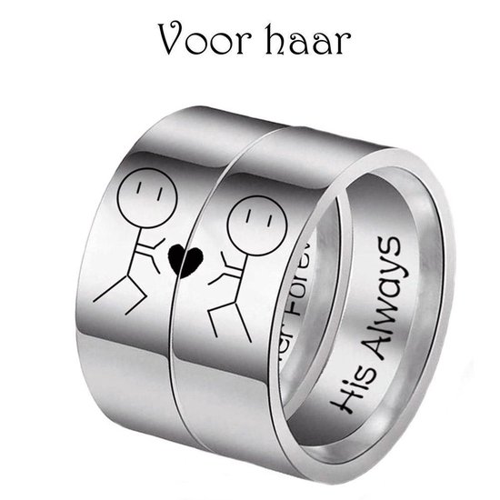 Zoëies titanium ring voor haar her forever zilverkleurig 16 mm