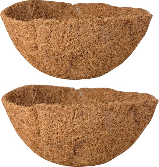 2x stuks voorgevormde inlegvellen kokos voor hanging basket 25 cm - kokosinleggers / plantenbak van kokos