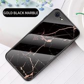 Apple iPhone SE (2022) Hoesje - Mobigear - Marble Serie - Gehard Glas Backcover - Zwart - Hoesje Geschikt Voor Apple iPhone SE (2022)