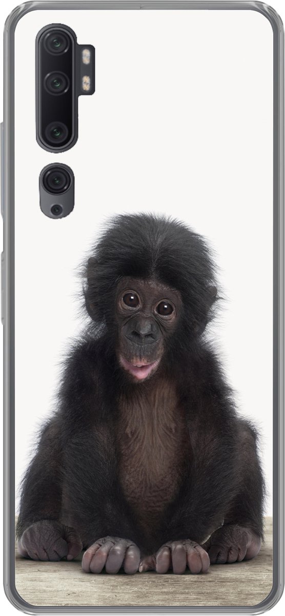 Telefoonhoesje Geschikt voor Xiaomi Mi Note 10 Pro hoesje - Kind - Aap - Chimpansee - Baby dieren - Jongens - Meiden - Siliconen Telefoonhoesje Telefoonhoesje