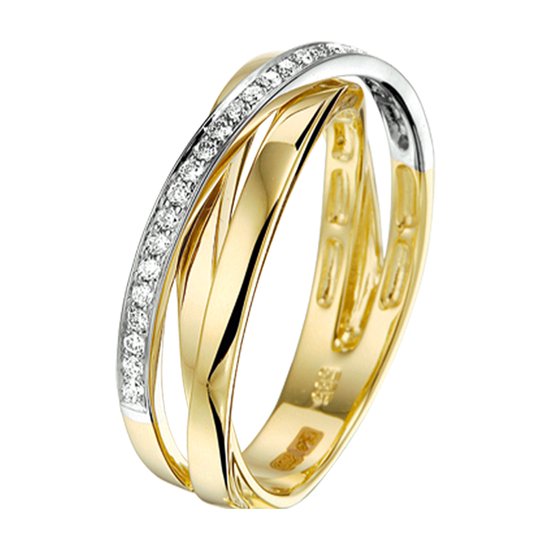 Bicolor Gouden Ring diamant 0.16ct H SI 17.50 mm (55)