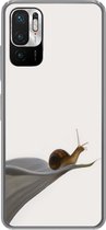 Geschikt voor Xiaomi Redmi Note 10 5G hoesje - Slak - Lelie - Grijs - Siliconen Telefoonhoesje