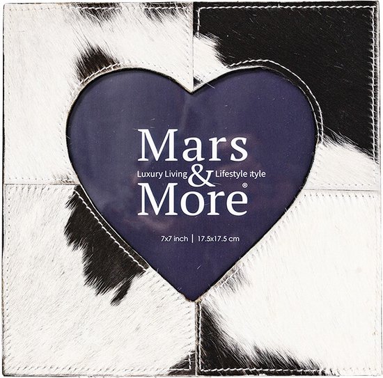 Mars&More Fotolijst koe hart zwart/wit 20x20cm leer
