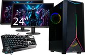 omiXimo - AMD Ryzen 3 - NVIDIA GeForce GT1030 - 16 GB DDR4 werkgeheugen - 240GB SSD schijf - 1000GB HDD - 2 x 24" Gaming Monitor, Gaming Toetsenbord en Gaming muis - LC803W
