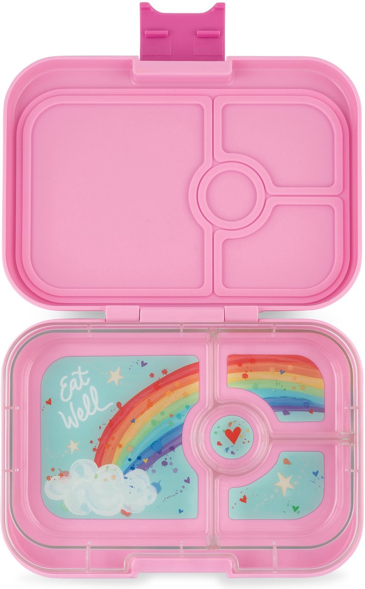 Yumbox Panino - lekvrije Bento box broodtrommel - 4 vakken - Power Roze / Regenboog tray