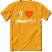I Love Amsterdam T-Shirt | Souvenirs Holland Kleding | Dames / Heren / Unisex Koningsdag shirt | Grappig Nederland Fiets Land Cadeau | - Geel - 3XL